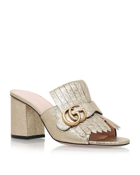 gucci marmont metallic leather 75mm mule|Gucci Marmont Mules in Metallic .